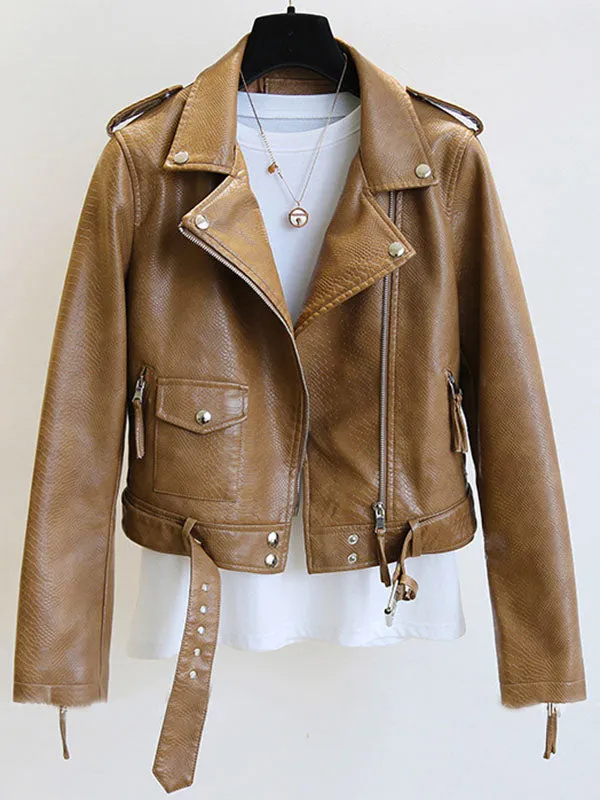 Airchics perfecto femme simili cuir fermeture éclair avec poches ceinture col revers veste