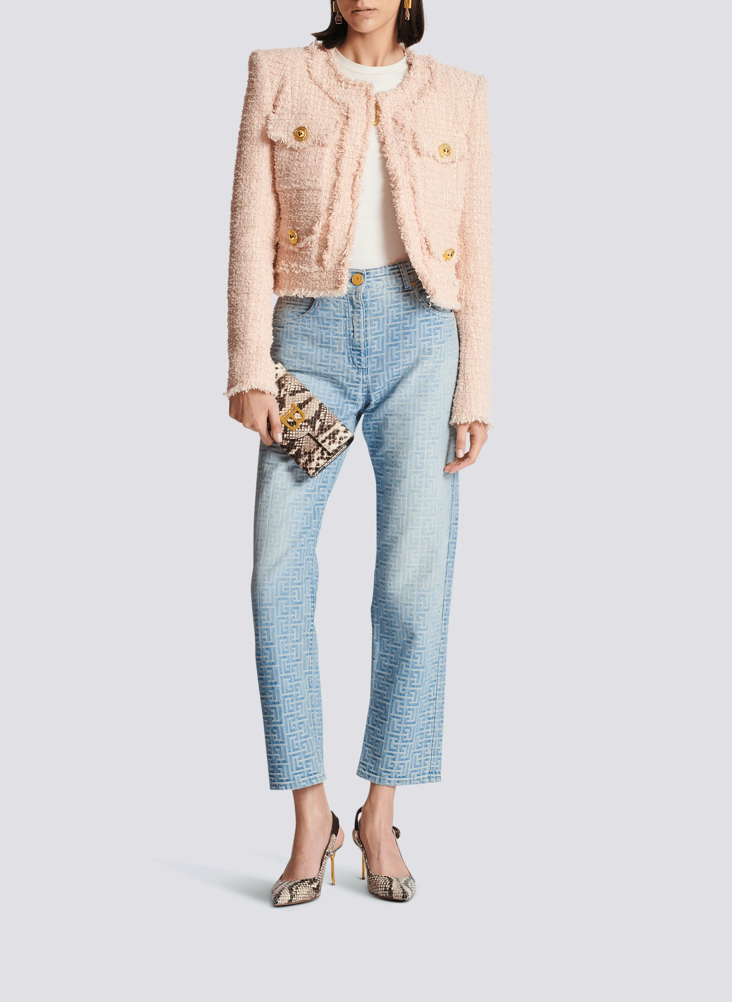 BALMAIN  Jean classique monogramme - Bleu
