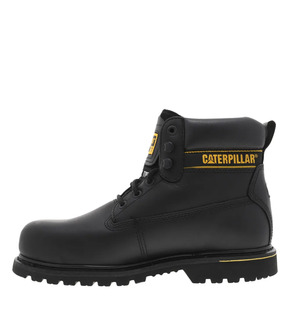 Boots montantes Caterpillar Holton en cuir noir et coque en acier