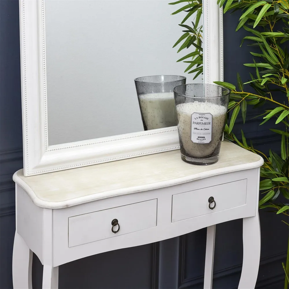 Bougie Fleur de Coton Karol Verre Gris Clair H23cm