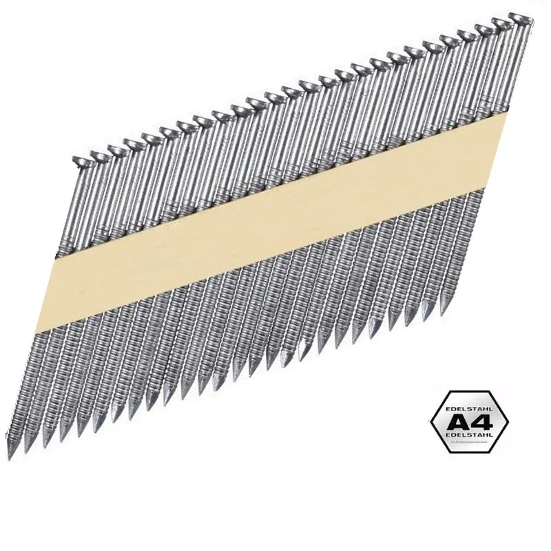 Clous en bande INOX A4 Tête plate 2.8 x 70 mm spécial bardage PAS CHER