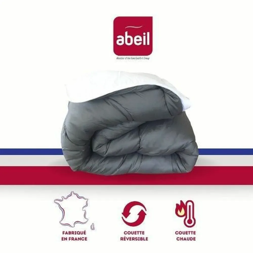 Couette bicolore 200 x 200 cm - blanc et gris