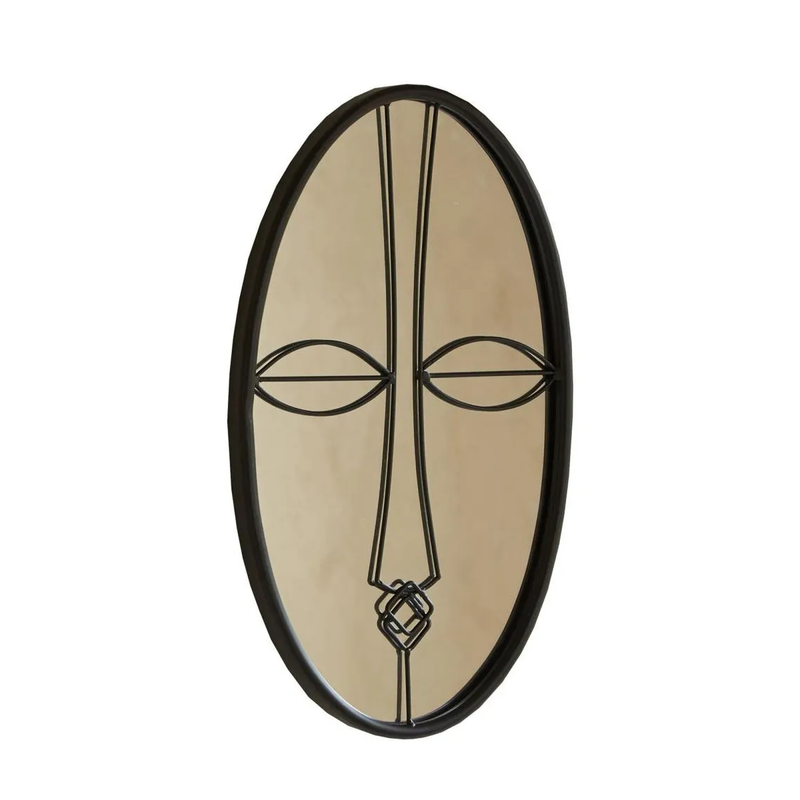 Miroir ovale décor ethnique en métal LOOKY noir | 3 Suisses