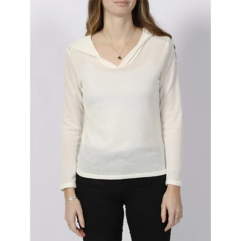 Pull fin à capuche deliboz écru femme - Deeluxe | wimod