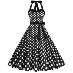 Robe Vintage Années 90 Noire Pois