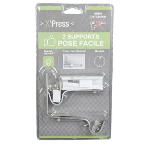 Support tringle ø2 cm Chromé pose facile Mur Plafond Sans Perceuse x2