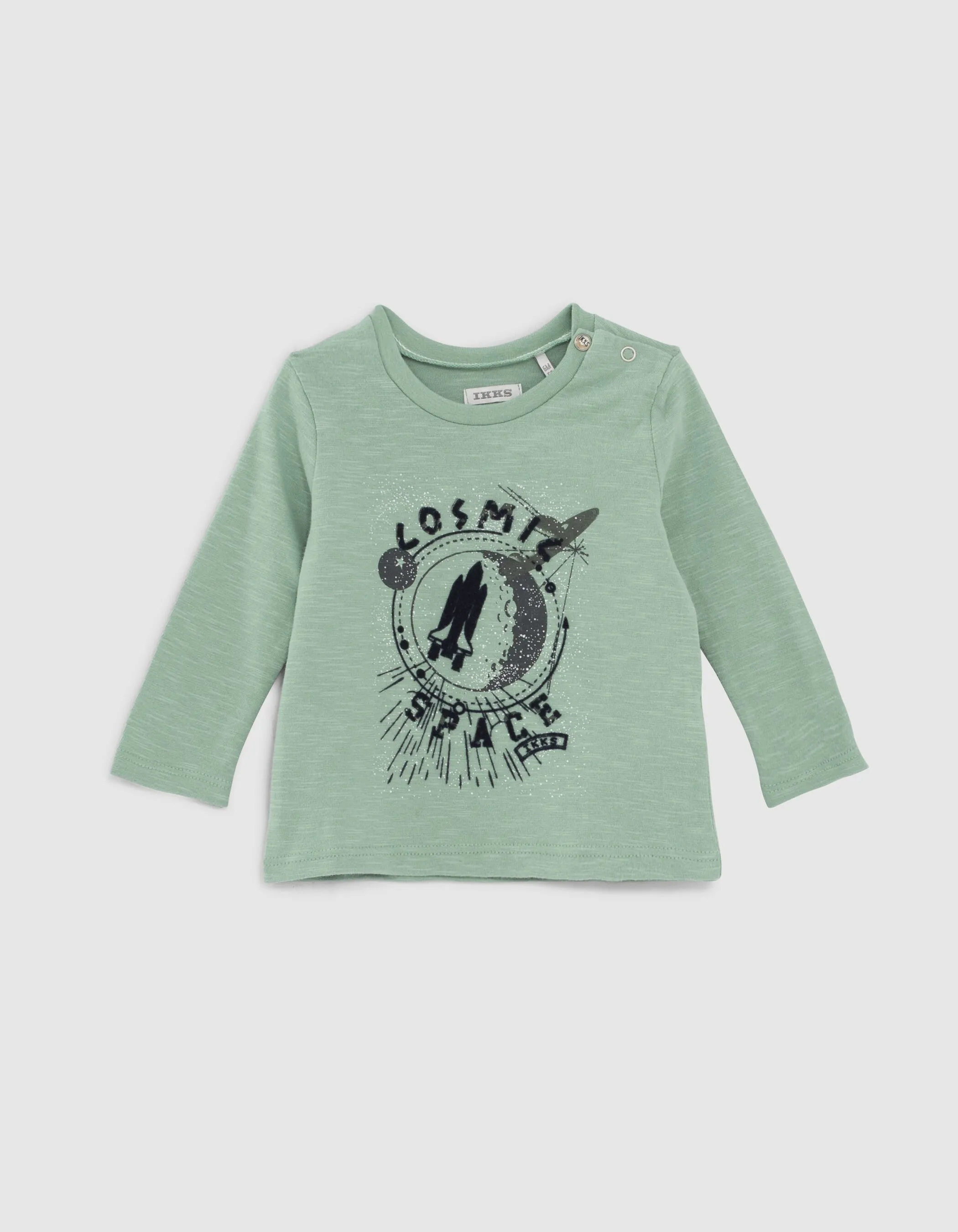 T-shirt vert coton bio visuel army floqué bébé garçon 