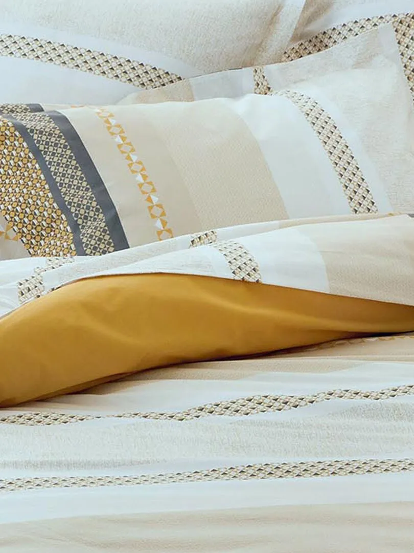 Taie d'oreiller en percale de coton au style ethnique chic - Jaune