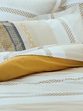Taie d'oreiller en percale de coton au style ethnique chic - Jaune