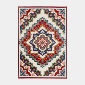 Tapis de salon ou d'extérieur ethnique - rosace - multicolore - 160 x 230 cm