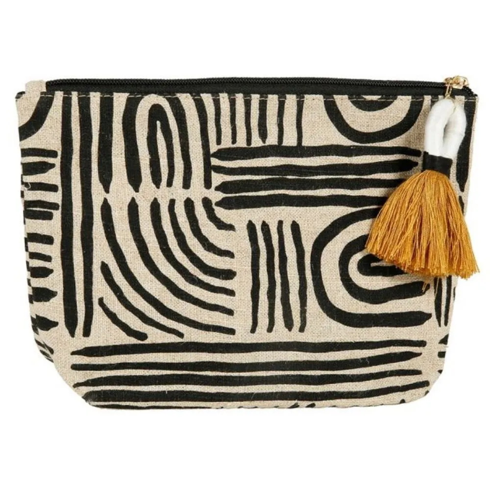 Trousse de toilette ethnique noir et beige Lillah