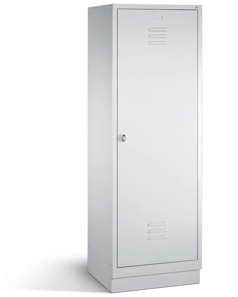 Vestiaire Cabo, avec 2 compartiments, L 610, P 500, H 1800 mm, avec socle, gris, 1 porte