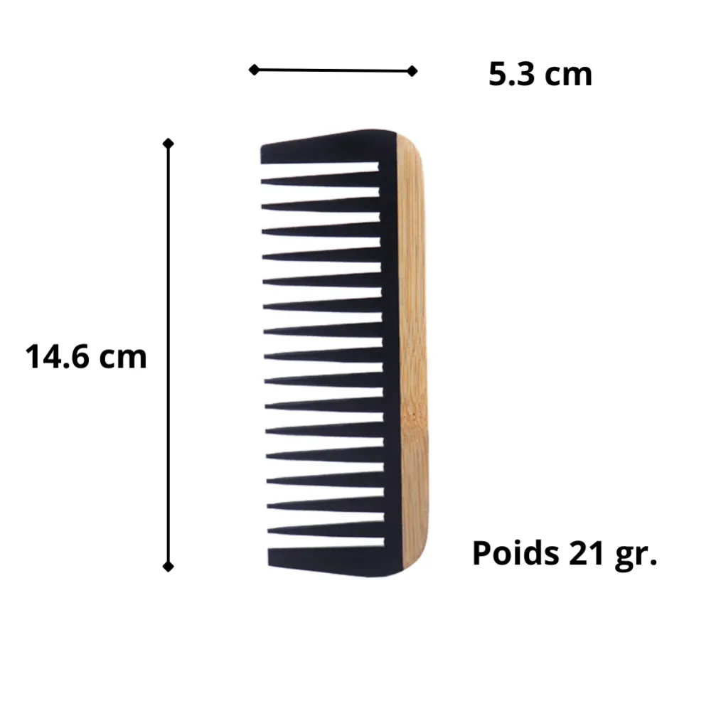 Wootswood-Peigne en Bambou bois ébène-grandes dents-dents fine